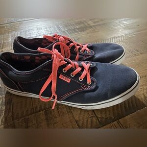 Vans "Off The Wall" Shoes Sz.‎ 9 Navy Blue Coral Stitching & Laces